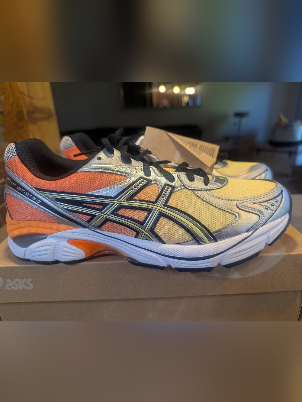 Asics Men’s Orange and Yellow Athletic Running Shoe NWT